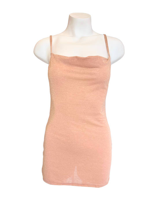 Simple Mini Dress Glitter Pink